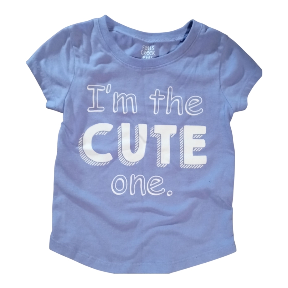 M8) Falls Creek Kids Toddler Boy Girl Blue Graphic Tee“I’m the Cute One”Size 3T